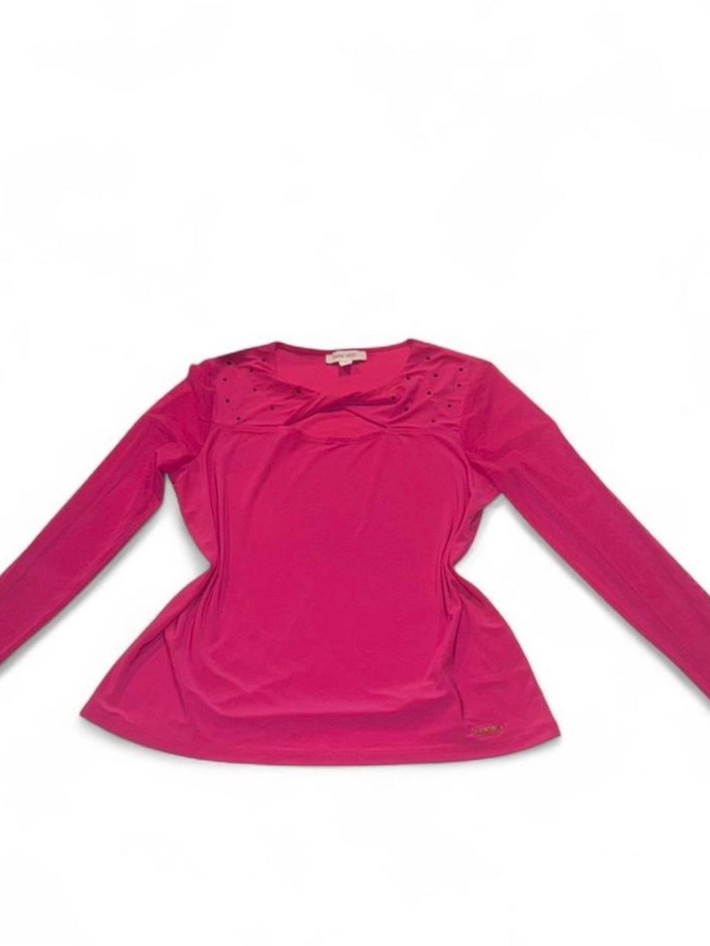 Vintage Nine West Fuchsia Long-Sleeve Black Rhinestone Studded Top | M